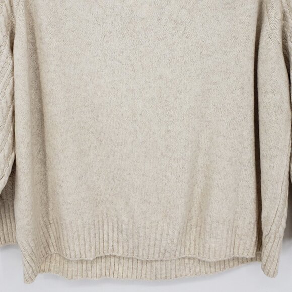 H&M Off Shoulder Cable Knit Sweater M Womens Cream - Picture 9 of 10